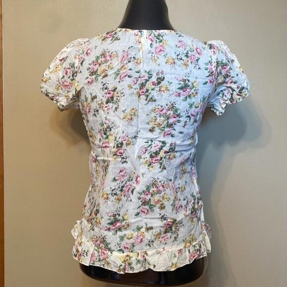 Antilia Femme Floral Lace Blouse Medium Cottagecore Romantic Prairie Chic - Picture 4 of 7